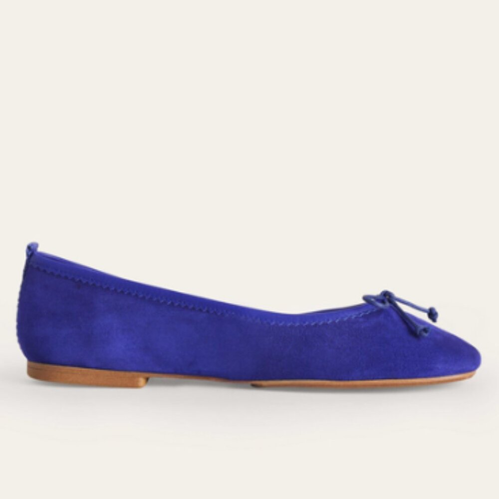 Boden Kitty Flexi Sole Ballet Pumps 38 Lapis Blue Suede NIB